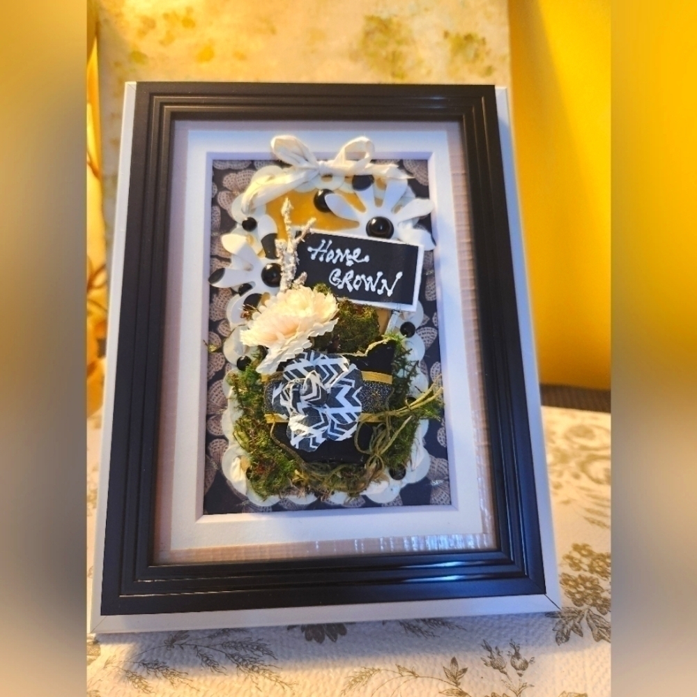 Handcrafted 3D Framed approx (7.5 x 9) GardenFloral Design.Home Decor or gift it